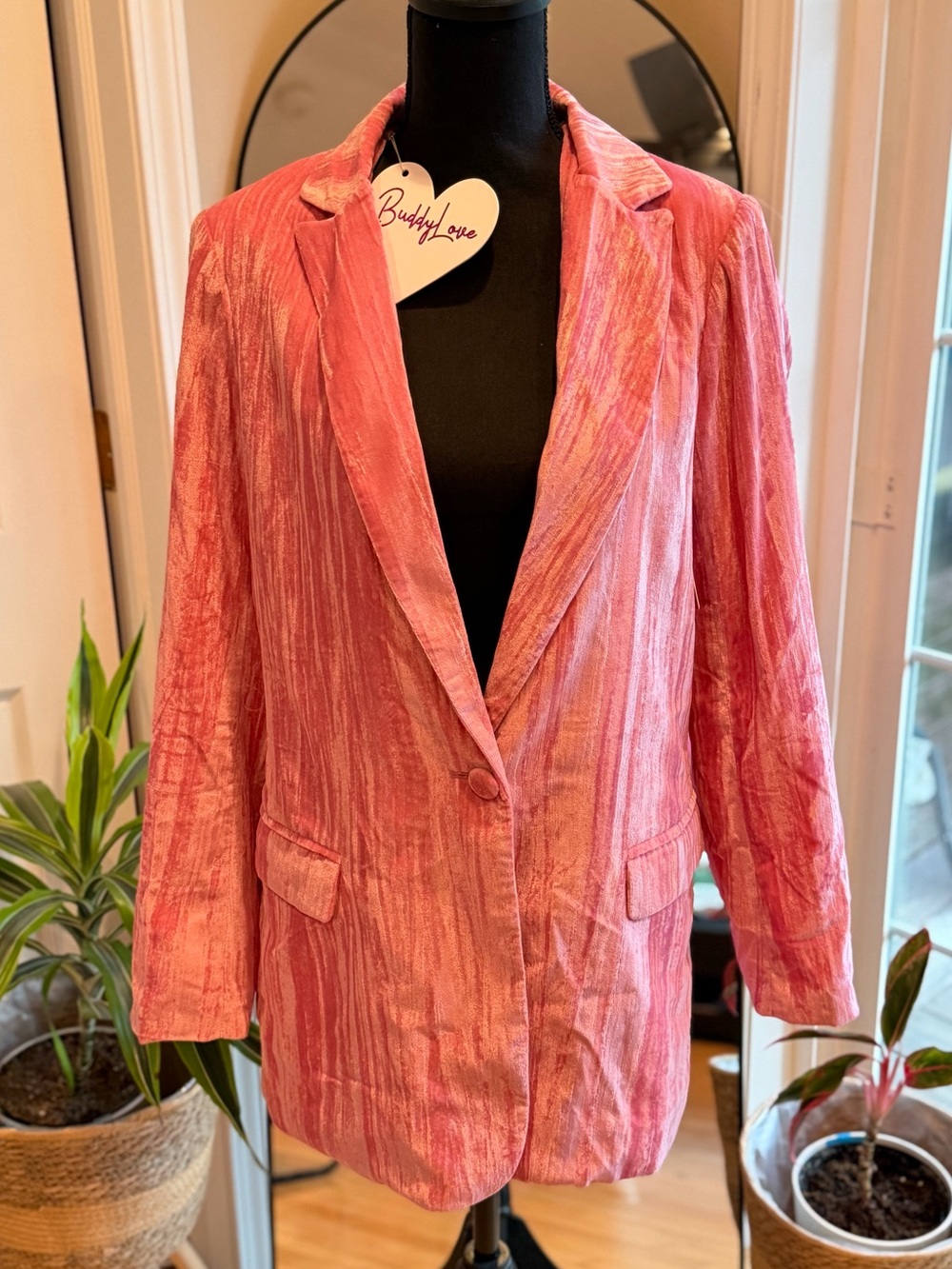 BUDDY LOVE | Vintage-Inspired Pink Velvet Women's Blazer